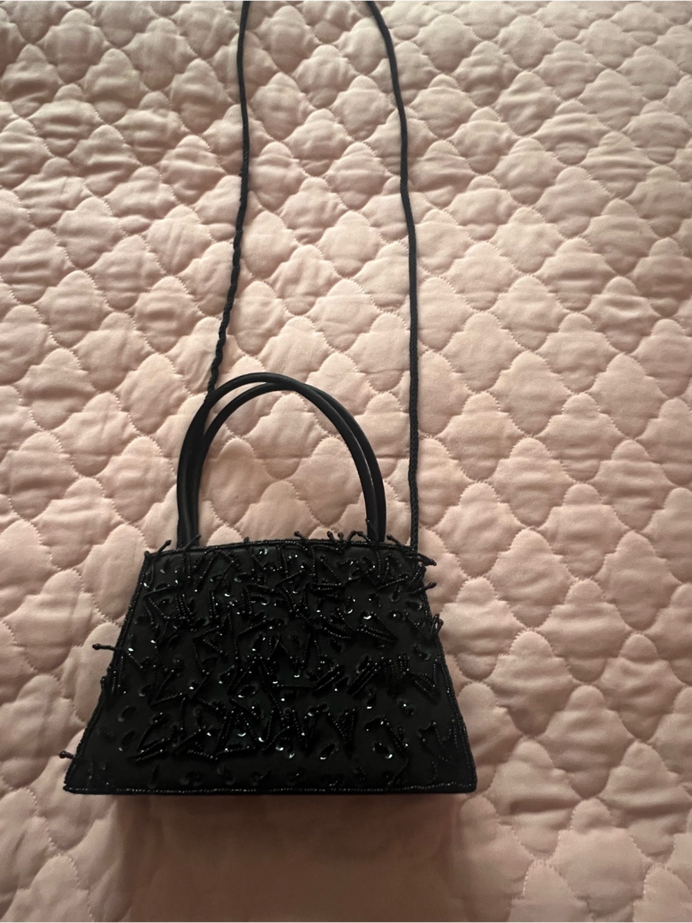 Black Beaded Evening Tote